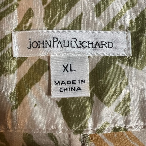 JohnPaulRichard Satin A Line Tulip Skirt in Green, Gold and Navy Pattern Size XL - Picture 8 of 9